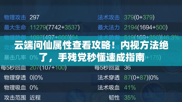 云端問仙屬性查看攻略！內(nèi)視方法絕了，手殘黨秒懂速成指南